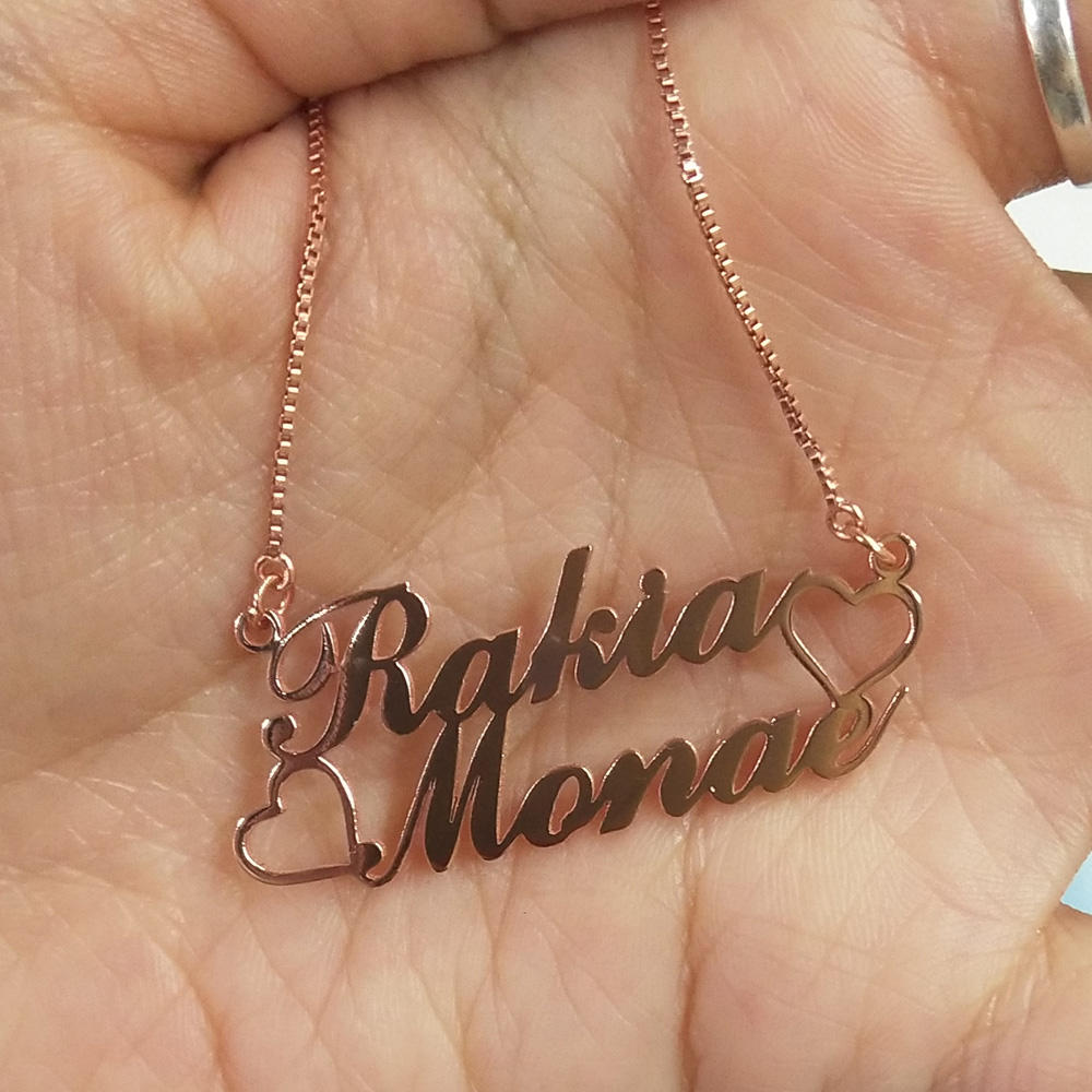 Personalized Couple Custom Heart Two Names Necklace