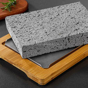 Restaurant occidental et maison aliments chauds barbecue <span class=keywords><strong>cuisson</strong></span> vaisselle pierre <span class=keywords><strong>de</strong></span> lave noire grill steak barbecue assiettes - Product Image 5