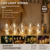 Guirlande lumineuse LED personnalisée en verre, Catena Luminosa, en borosilicate, blanc chaud, télécommande, fournisseur ODM, ensemble de décoration de Noël, vente en gros
