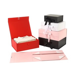 Customized Eco Friendly Gift <b>Box</b> Blue Rigid Folding Cardboard Gift <b>Box</b> with Ribbon Flip Magnetic Close Gift Packaging <b>Box</b> - Product Image 2