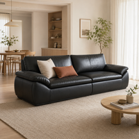 Maßgefertigtes Minimalistisches Sofa aus Vollnarbenleder mit Massivholzrahmen Luxus-Couch für Villa Apartment Wohnzimmer