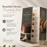 Impressions personnalisées de menus alimentaires sur papier artistique, prospectus pour boulangeries et pâtisseries, menus de magasin pliés en trois