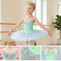 Tutu de ballet professionnel pour enfants ET23005, costume de performance style pancake avec appliques florales 3D pour récital et compétition, OEM ODM acceptable