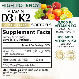 स्वास्थ्य देखभाल के लिए कोलेसिफेरल 100,000iu/g 10000 विटामिन कैल्शियम जिंक विटामिन डी 3 सॉफ्ट जेल D3-2k स्वास्थ्य के लिए प्रीमियम 50000 - Product Image 3