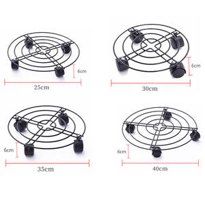 Caddie <span class=keywords><strong>à</strong></span> plantes rond en métal noir pratique avec 4 roues, <span class=keywords><strong>support</strong></span> de rouleau, déménageur de jardinière intérieure et extérieure, <span class=keywords><strong>roulettes</strong></span>, plateau roulant - Product Image 2