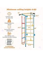 Structure de jeu d'intérieur 5 en 1 pour enfants, avec échelle murale, barre de traction, anneaux de gymnastique et échelle en corde, ensemble de jeu d'escalade pour enfants