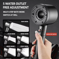 Pommeau de Douche Moderne Haute Pression à Main avec Interrupteur Marche/Arrêt, 5 Fonctions de Jet (Pluie), Filtre ABS, Conception Détachable, Facile à Utiliser