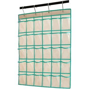 <b>Hanging</b> Closet Organizer 30 Pockets Clear <b>Storage</b> Bag For Jewelry Phone Calculator Over Door <b>Wall</b> Mount Beige Non Woven Fabric - Product Image 6