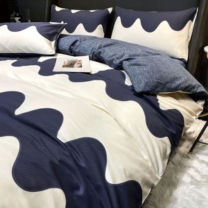 Ensemble <span class=keywords><strong>de</strong></span> literie à imprimé géométrique 100% coton personnalisé ensemble <span class=keywords><strong>de</strong></span> draps <span class=keywords><strong>de</strong></span> lit pour enfants et adultes <span class=keywords><strong>garçon</strong></span> literie en gros - Product Image 4