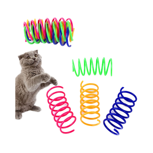 Colorido seguro ligero gato primavera juguetes 4 unids/bolsa plástico duradero interactivo saltar garras mascota rasguño juguete para liberación de energía - Product Image 2