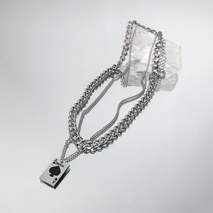 Collana a catena <span class=keywords><strong>girocollo</strong></span> a maglie da <span class=keywords><strong>uomo</strong></span> con carta da gioco a strati per regali di gioielli per feste - Product Image 3