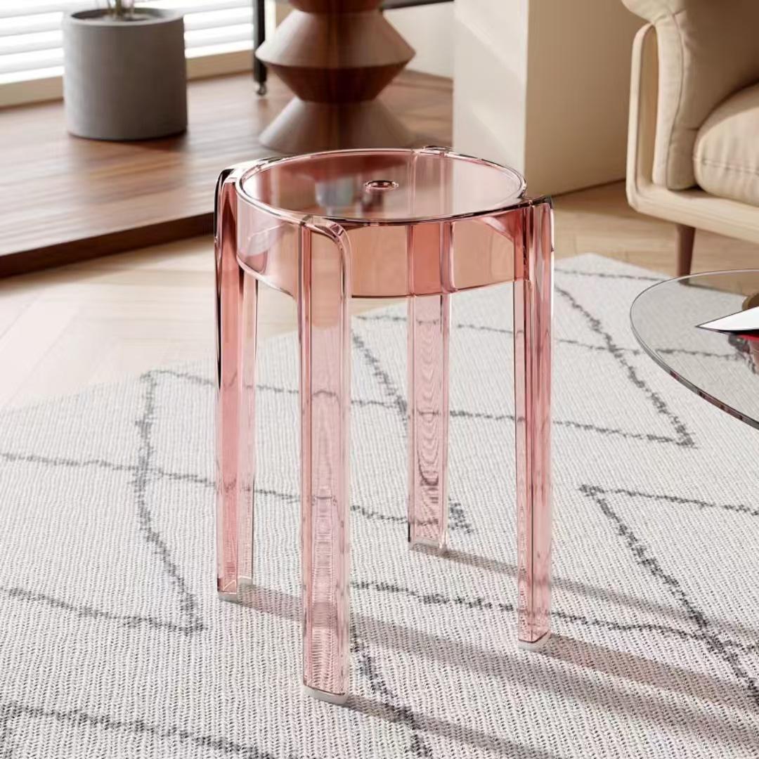 Upgraded Thickened Transparent Stool (Pink)