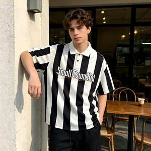 Camiseta Personalizada a Rayas de Gran Tamaño para Hombre, Manga Corta, Estilo Deportivo Urbano, Corte Holgado, Secado Rápido, Transpirable, OEM, ODM, Directo de Fábrica - Product Image 6