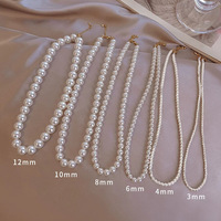 Collier de perles d'imitation vintage tendance pour femme, vente en gros du fabricant, pas cher, 4mm 6mm 8mm 10mm 12mm