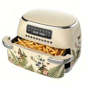 Classic Retro Double Air Fryer 10L Dual Basket Air Fryer Adjustable Temperature <b>Timer</b> Healthy Low Fat Home Cooking Machine 1. 36 - Product Image 1