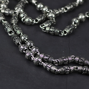 Gerçek gümüş 925 takı buda boncuk zincir kolye erkekler için - Product Image 3