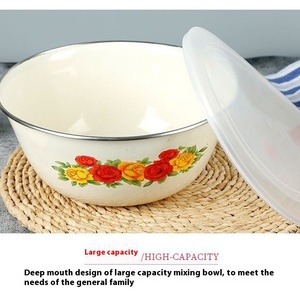 Bol <span class=keywords><strong>en</strong></span> émail classique à l'ancienne grand couvercle de bassin nostalgique pour la cuisine lavabo ménager <span class=keywords><strong>en</strong></span> métal épaissi pour la soupe aux légumes - Product Image 3
