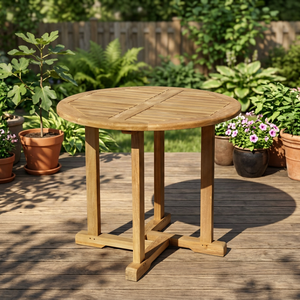 <b>Round</b> Solid Wood Farmhouse Style Tea <b>Table</b> Outdoor Patio Dining Furniture - Product Image 3