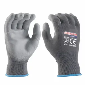 wear resisting wear proof white pu palm coated nylon top fit coated dipping safety pu working gloves
