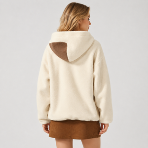 <span class=keywords><strong>Felpa</strong></span> da donna <span class=keywords><strong>in</strong></span> pile 100% <span class=keywords><strong>poliestere</strong></span> patchwork con cerniera a un quarto, tasca porta animali domestico e ampio scomparto portaoggetti - Product Image 3