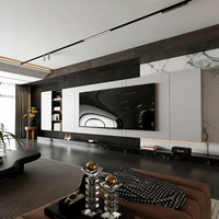 Sistema de Pared para TV Minimalista Moderno, Mueble para TV con Almacenamiento Completo, Solución de Muebles Personalizados para Sala de Estar