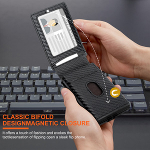 Carbon Fiber Textured <b>Wallet</b> <b>For</b> <b>Men</b> <b>RFID</b> Blocking Metal Card Holder Multi Slot Money Clip 6 Inch Solid Color Everyday Use - Product Image 3