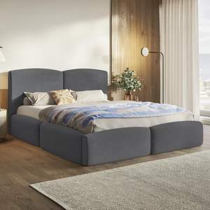 Letto Moderno Regolabile con Contenitore, Struttura a Doghe, Rivestimento in Velluto, Telaio in Legno, Sistema di Sollevamento a Gas, <span class=keywords><strong>Testiera</strong></span> Imbottita - Product Image 6