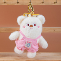 Porte-clés en peluche ours en coton PP doux, vente en gros, couleurs assorties, pendentif poupée de dessin animé avec clip métallique pour sacs