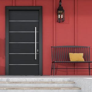 Puertas de seguridad metálicas Zekin de diseño moderno, de aleación de aluminio y vidrio templado, resistentes a impactos de huracanes. - Product Image 1