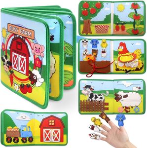 Tavola delle Attività a Tema Fattoria, Libro Sensoriale in Feltro per Bambini, Giocattolo Educativo Montessori per lo Sviluppo della Motricità Fine - Product Image 1