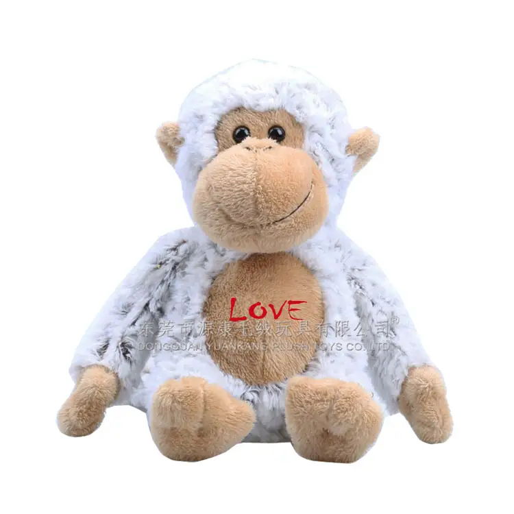 10" Stuffed white monkey with soft plush fabric love plush toy