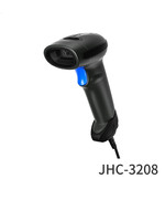 Escáner de Código de Barras con Cable KAQI JHC-3208 para Códigos Unidimensionales y Bidimensionales, Color Negro, en Stock