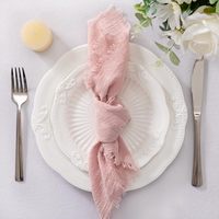 Serviettes en coton et lin, couleur rose poudré, pour Pâques et le printemps, serviettes en tissu lavables, serviettes de table en coton à franges