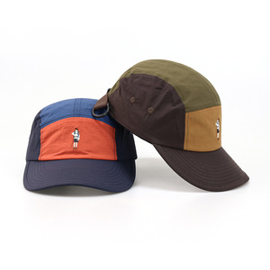 Casquette de camping à visière courte en nylon à séchage rapide, 3 tons, 5 panneaux, avec logo brodé personnalisé, couleur contrastante et passepoil à carreaux, pour la course à pied, Gorras - Product Image 2