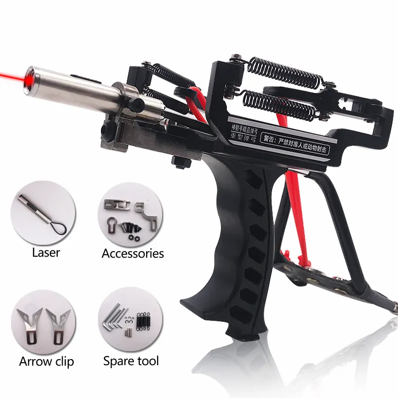 Hohe Qualität leistungs starke Schleuder mit Armbandstütze Jagd Angeln Schießen Darts Stahlkugel-Laser Edelstahl Catapult Outdoor