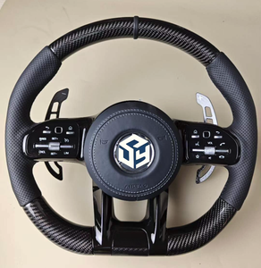 พวงมาลัยรถหนังคาร์บอนไฟเบอร์แบบเจาะรูครึ่งเดียวสำหรับ <span class=keywords><strong>Mercedes</strong></span> <span class=keywords><strong>Benz</strong></span> W204 W205 W166 W212 <span class=keywords><strong>W220</strong></span> W221 W222 C117 C43 C63 <span class=keywords><strong>AMG</strong></span> - Product Image 1