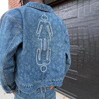 Veste en jean bleu surdimensionnée style streetwear vintage délavé, fabrication OEM personnalisée, mode hip-hop