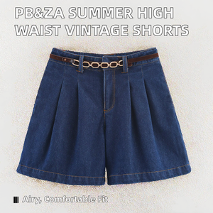 กางเกงขาสั้นเอวสูงสไตล์วินเทจสำหรับผู้หญิง รุ่นใหม่ประจำฤดูร้อนปี 2026 ดีไซน์เก๋ไก๋ ระบายอากาศได้ดี พร้อมริบบิ้นตกแต่ง - Product Image 2