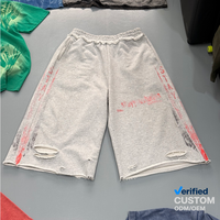 Pantalon de survêtement large personnalisé à marque privée, style streetwear, gris chiné, taille élastique, ourlet brut, coupe culotte