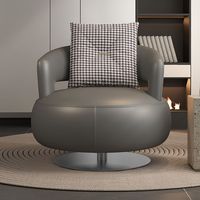 Sillón de Diseño de Alta Calidad al por Mayor, Silla Giratoria de Cuero con Base de Metal para Sala de Estar, Hotel o Villa