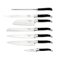 Ensemble de couteaux de cuisine à manche en bois, en acier inoxydable, Santoku, utilitaire, à éplucher, à steak, Laguiole, résistant au lave-vaisselle