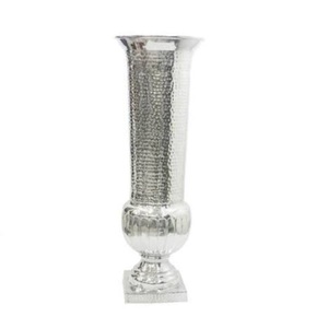 Vase à fleurs moderne avec finition en argent antique Forme ronde Motif à carreaux en relief Qualité supérieure pour la décoration intérieure - Product Image 6