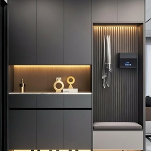 2025's Must-Have Eco-Friendly Durable Wood Minimalist Home Furniture <b>Shoe</b> Cabinet <b>Wall</b>-Mounted Custom Tall Storage Entrance Hall - Product Image 1