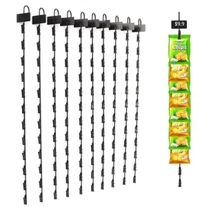 Bevis Customizable 12-Hook Black Metal Retail Display Label Hanging Product Strip For Supermarket Display Racks