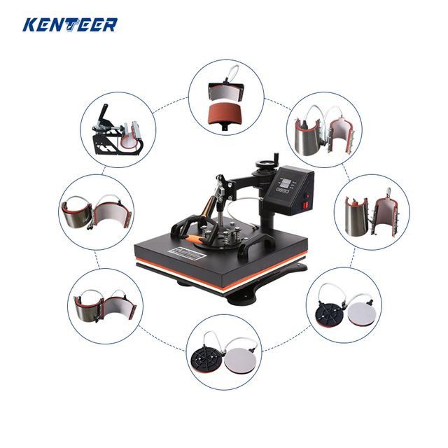 Kenteer 8-in-1 Automatic Multi-Functional Sublimation Heat Press Machine for T-Shirts Caps Hats & Plates (110V/220V)