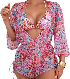 Nuevo Bikini Europeo Americano de Tres Piezas para Mujer 2026, Sexy, con Malla, Aberturas, Spandex/Poliéster, Cuello en V, de Secado Rápido - Product Image 4