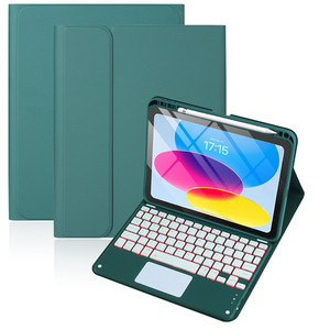 Tastiera Wireless Retroilluminata con Cornice Colorata e Touchpad, Custodia Magnetica in Pelle PU per <span class=keywords><strong>iPad</strong></span> A16 10a 11a Generazione 2025 - Product Image 6