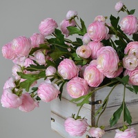 Fleur artificielle de renoncule de haute qualité en gros, 3 têtes, tissu de soie, moderne, fête des mères, remise de diplôme, fête à domicile, mariage