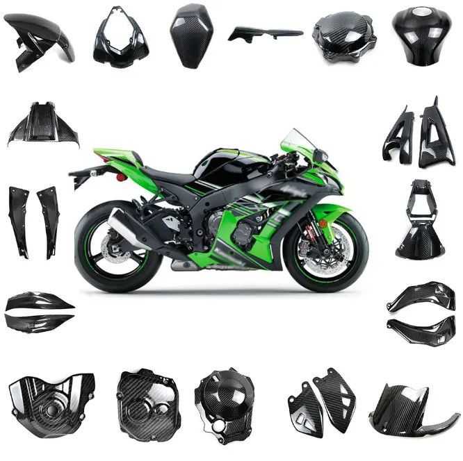 Conjunto completo de piezas de exterior de fibra de carbono para motocicleta Kawasaki refit, venta al por mayor