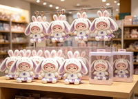 Porte-clés personnalisé en peluche lapin avec capuche pour fille, poupée en peluche sur mesure, conception OEM/ODM pour cadeau, jouet en peluche personnalisé